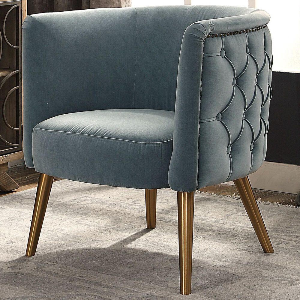 Uttermost Haider Accent Chair in Slate Blue Velvet, , large