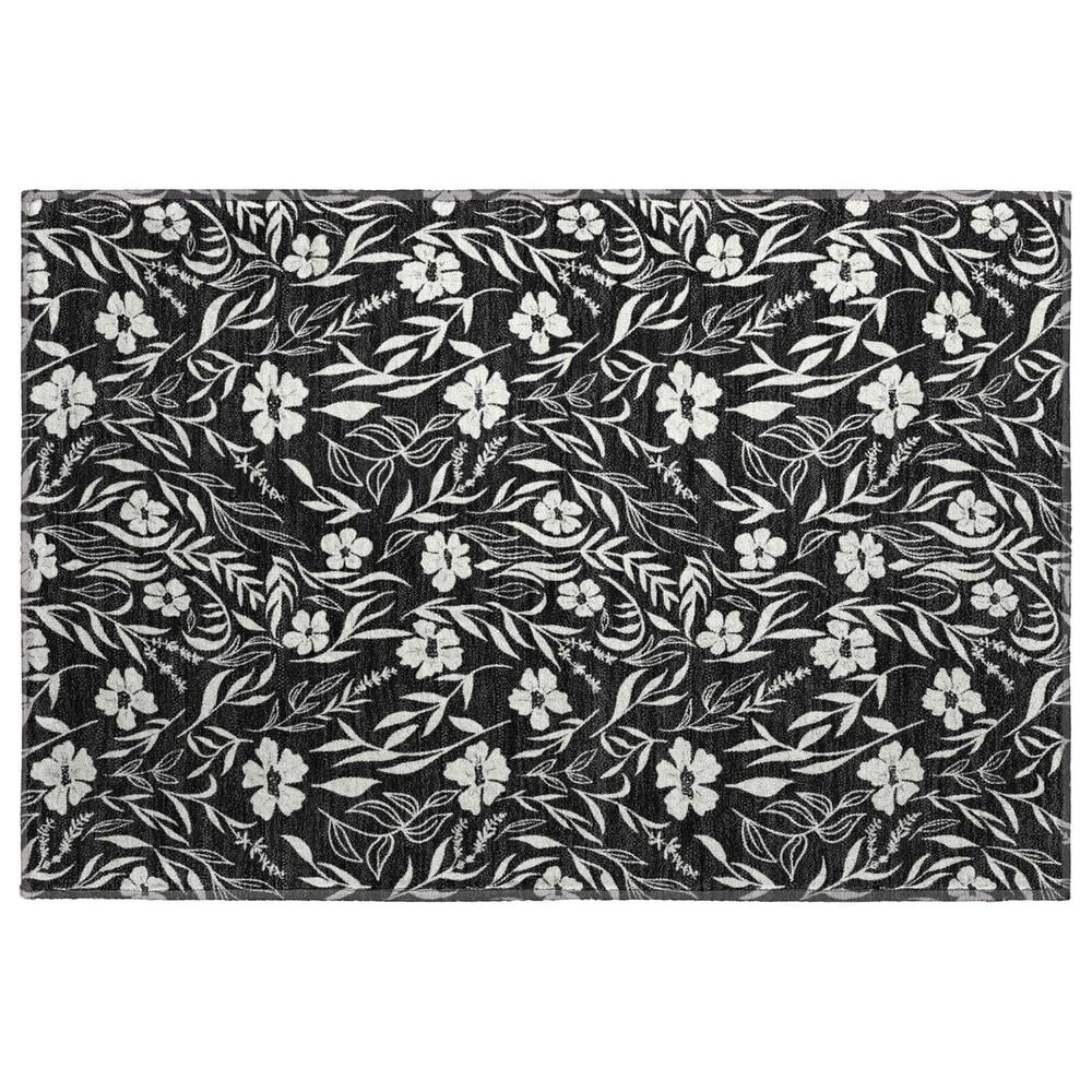 Dalyn Rug Company Soft Essentials Floral Black 1"8" x 2"6" Indoor/Outdoor Area Rug, , large