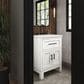 Kohler Quo 24" Single Bathroom Vanity in White with 3 cm Pure White Quartz Top and Oval Sink, , large