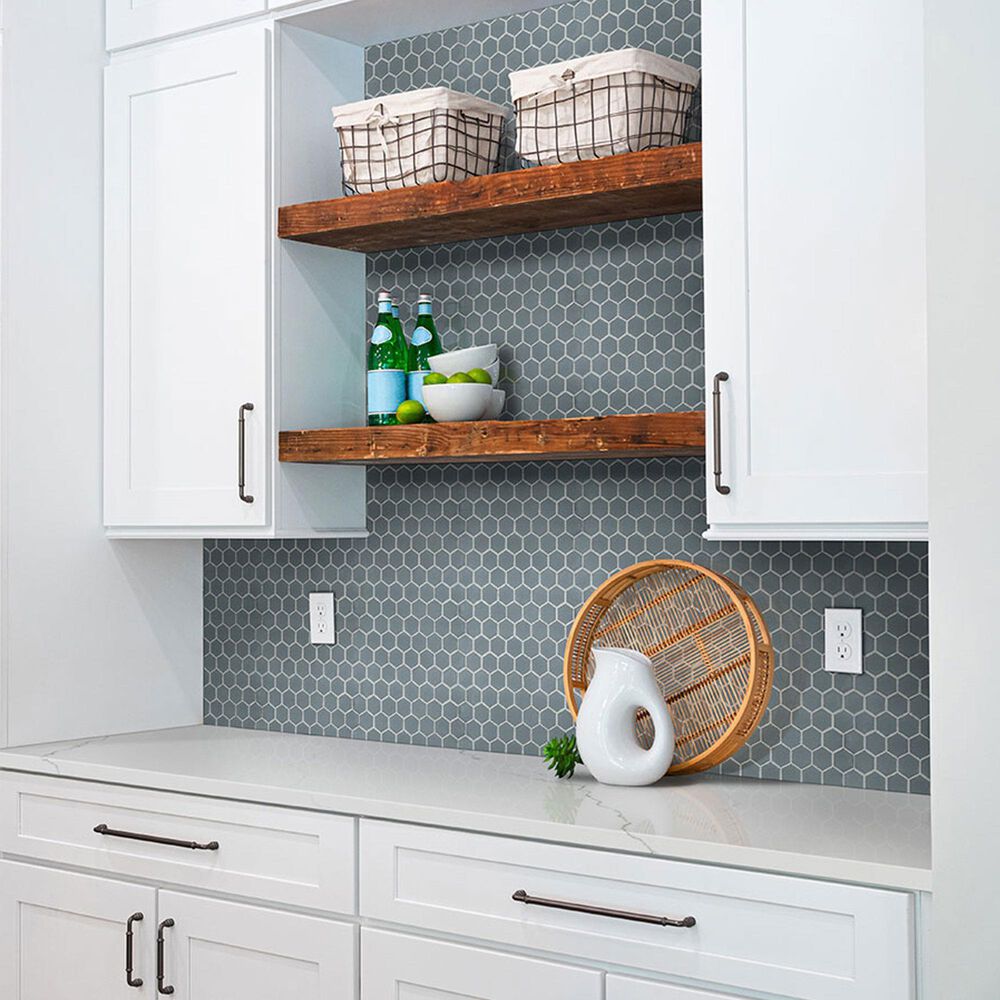 MS International Cielo Azul 1.5" x 1.15" Hexagon on 11" x 10" Porcelain Mosaic Sheet, , large