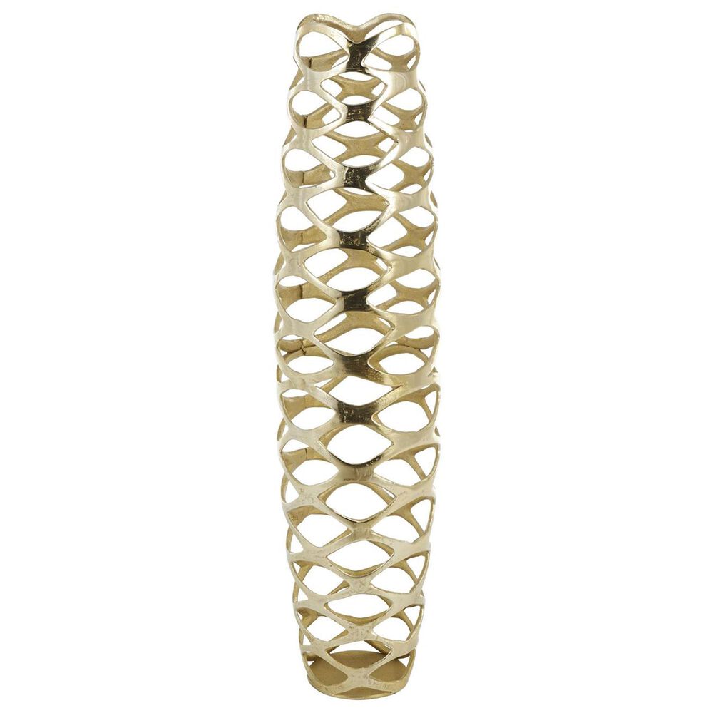 Maple and Jade 39&quot; Tall Cutout Geometric Decorative Vase in Satin Gold, , large