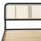 Walker Edison Neru King Platform Bed with Curved Rattan Headboard in Black, , large