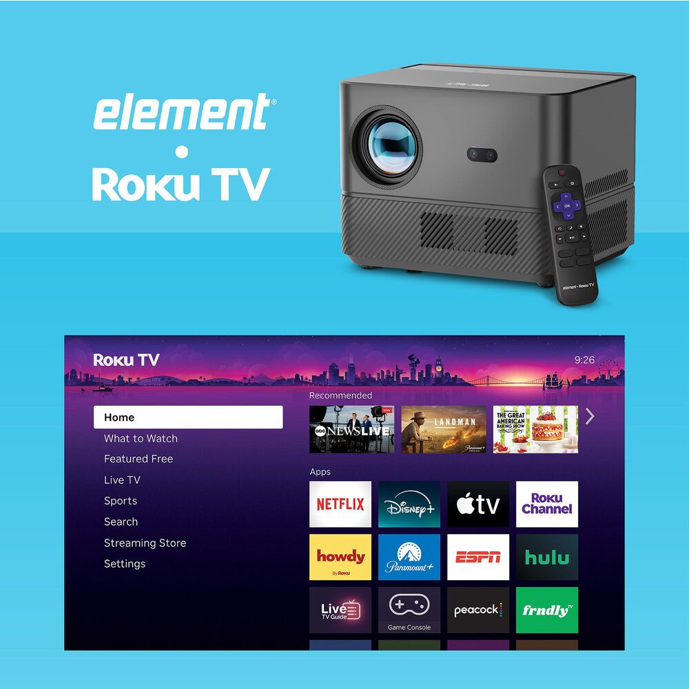 Element Roku 1080P FHD Home Theater Smart Projector in Gray, , large