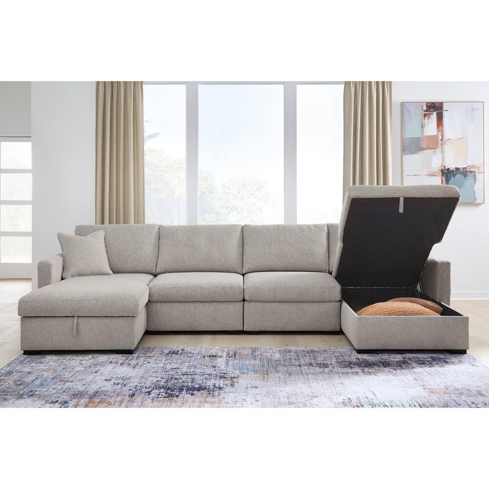Ashley ModMax Luxe 4-Piece Symmetrical Sectional with Double Storage Chaise in Flint, , large