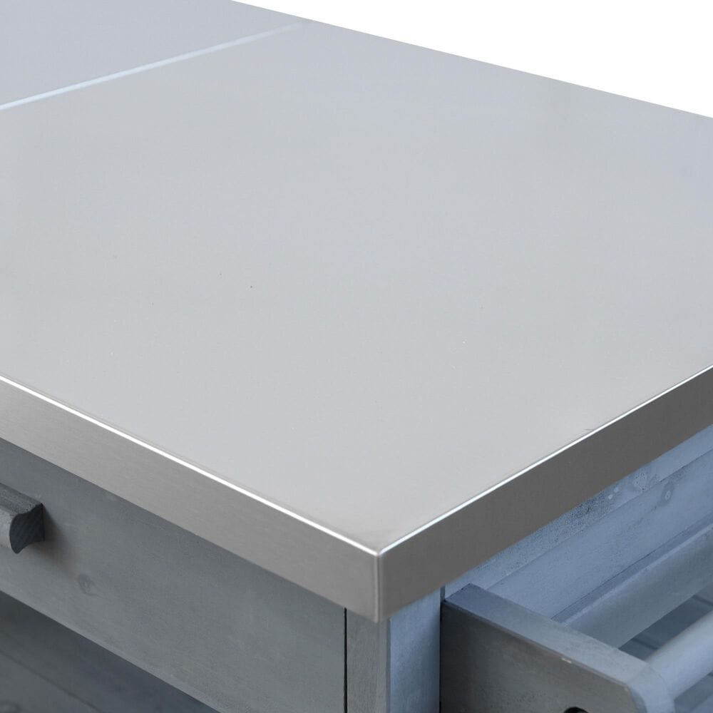 HOMLUX 40.5" Outdoor Kitchen Island with One Drawer in Blue Grey and Stainless Steel, , large