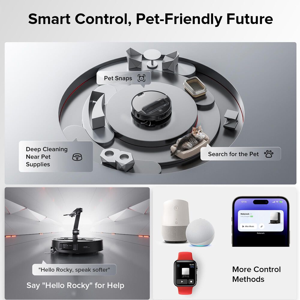 Roborock Saros Z70 Robot Vacuum and Mop with OmniGrip Mechanical Arm in Silver, , large