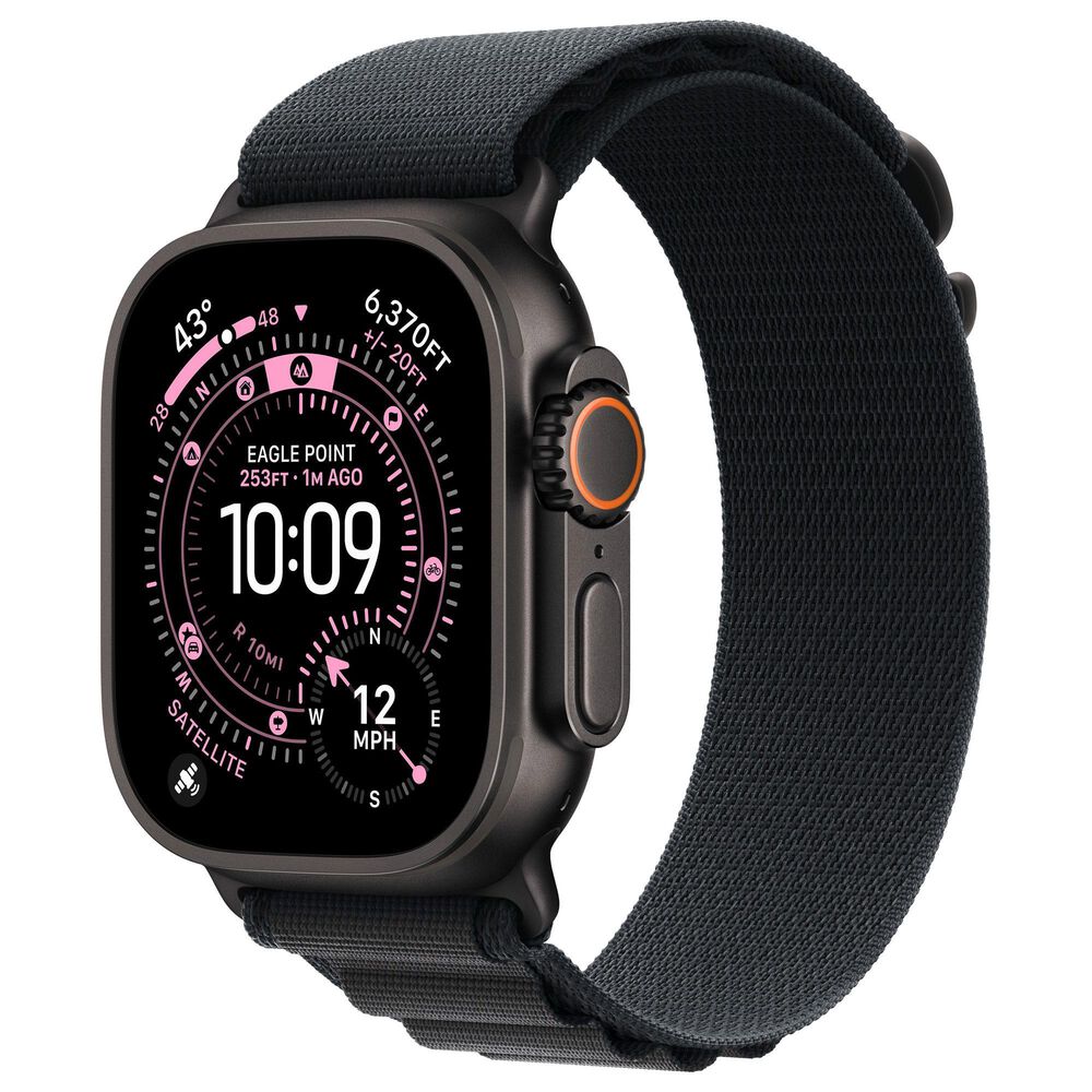 Apple Watch Ultra 3 (GPS+Cellular) 49mm Titanium Case with Alpine Loop - Small in Black and 2-Year AppleCare+, , large