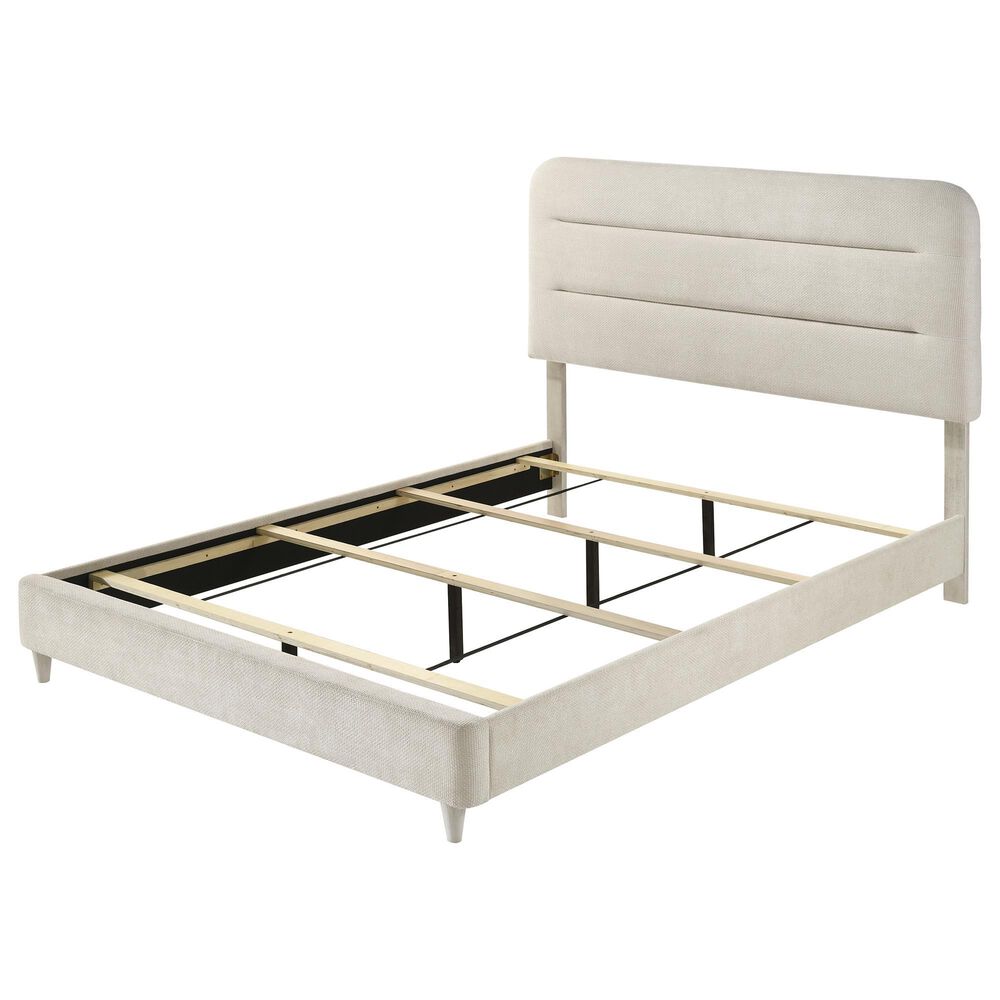 Crown Mark Nyomi King Panel Bed with Two Nightstands in White, , large
