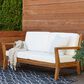 Linon Home Decor Carenen Outdoor 2-Seat Sofa with White Cushions in Natural, , large