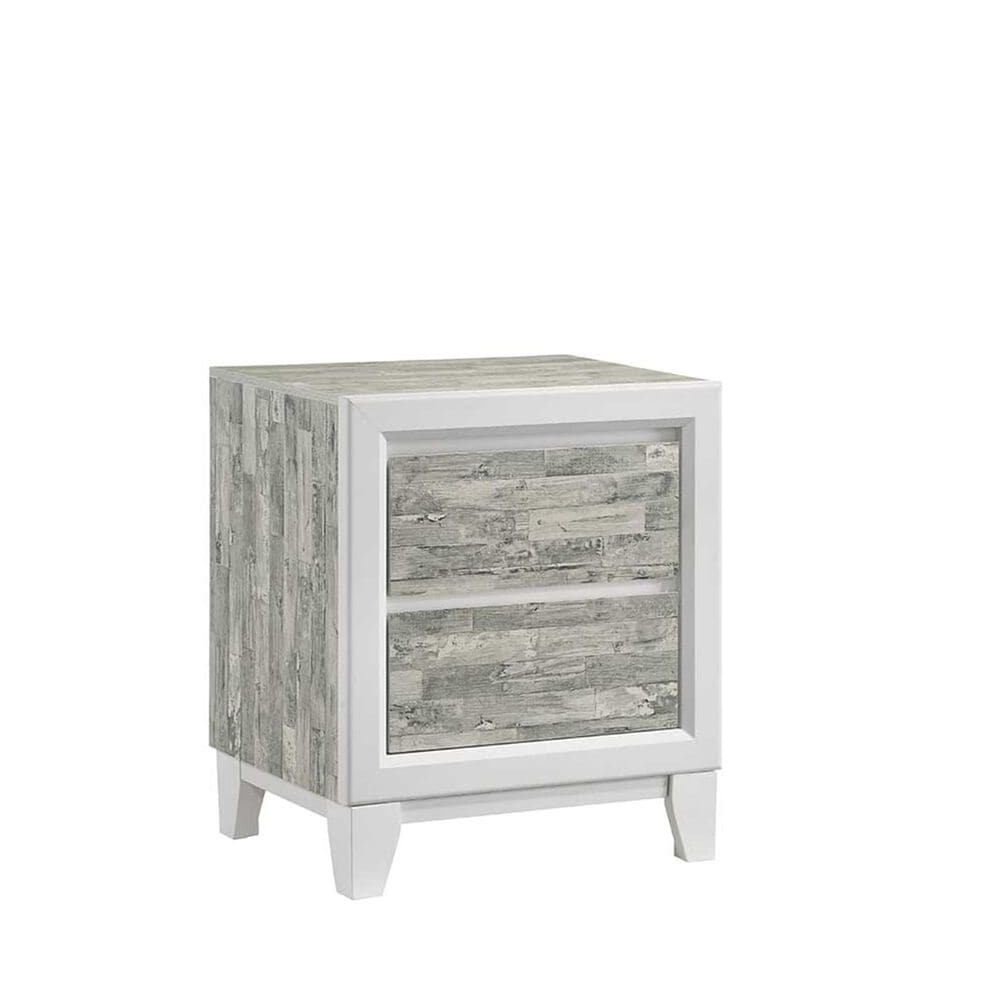 Titanic Furniture Artic 2-Drawer Nightstand in Gray and White, , large