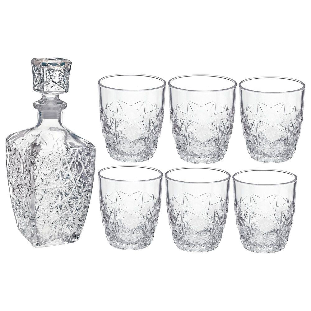 Bormioli Dedalo 7-Piece Whiskey Decanter and Glasses Set in Clear, , large