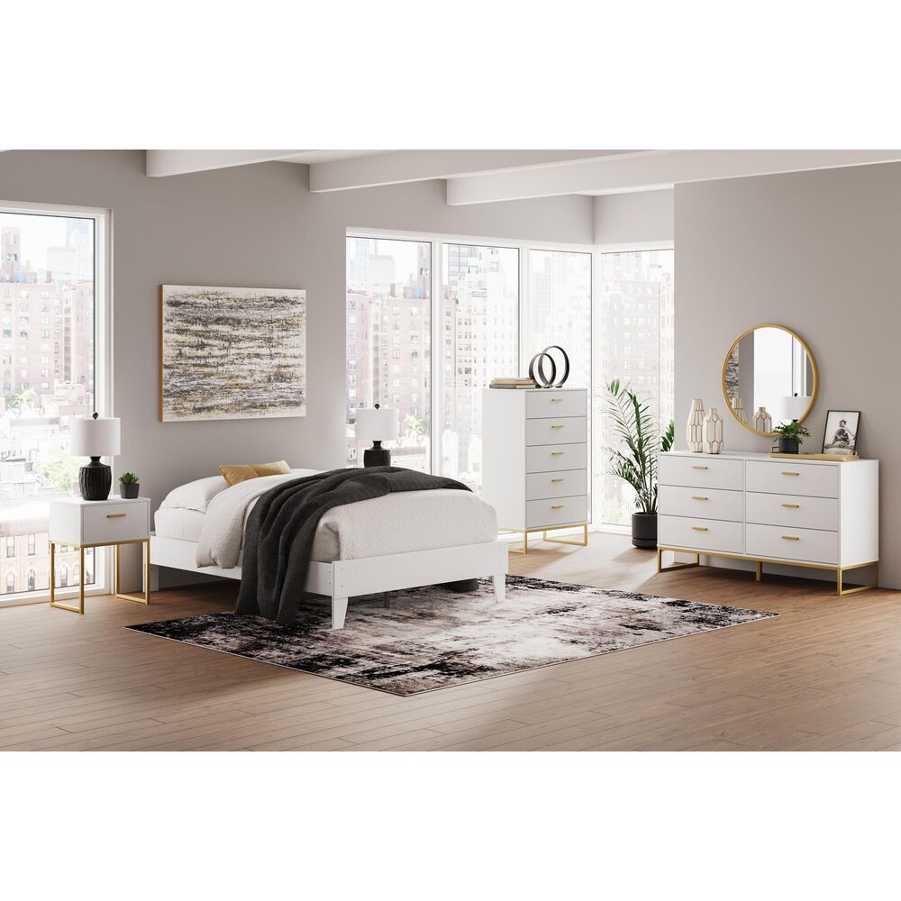 Ashley Socalle 1-Drawer Nightstand in Matte White and Gold, , large