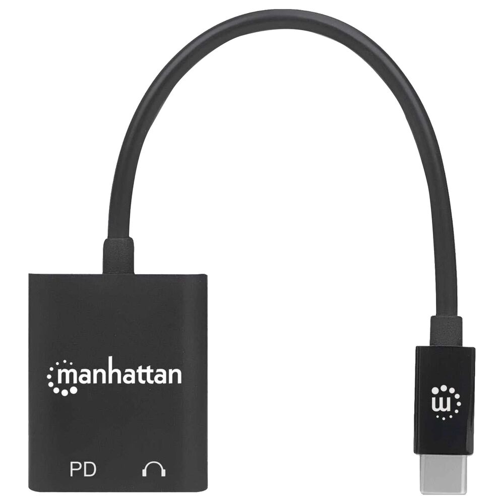 Manhattan USB-C to Headphone Jack Adapter in Black, , large