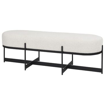 Mercana Amelia Upholstered Bench with Cream Boucle Cushion Seat in Black, , large