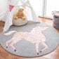 Safavieh Carousel Animals 6"7" Round Grey and Pink Kids Area Rug, , large