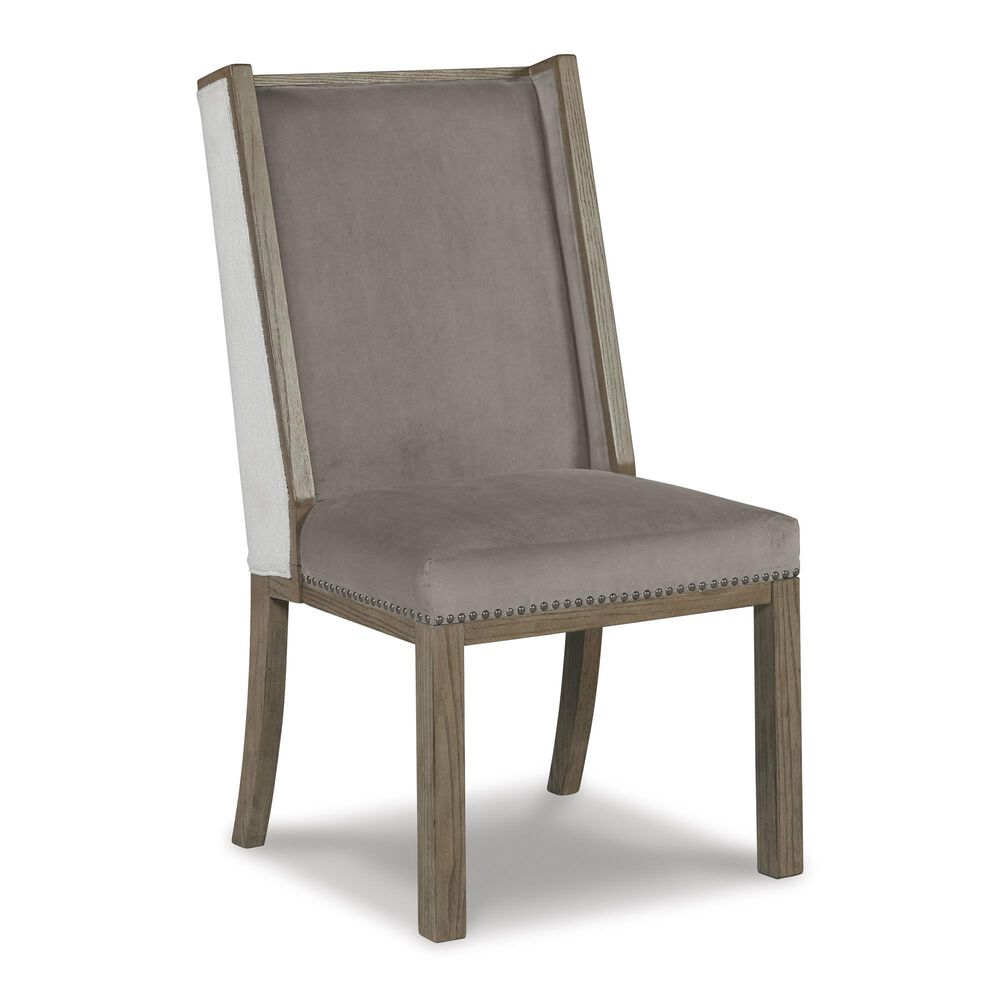 Millennium Chrestner Side Chair with Light Brown and Beige Cushion in Gray, , large