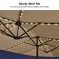 HOMLUX 14" Outdoor Double-Sided Market Umbrella with Base in Khaki, , large