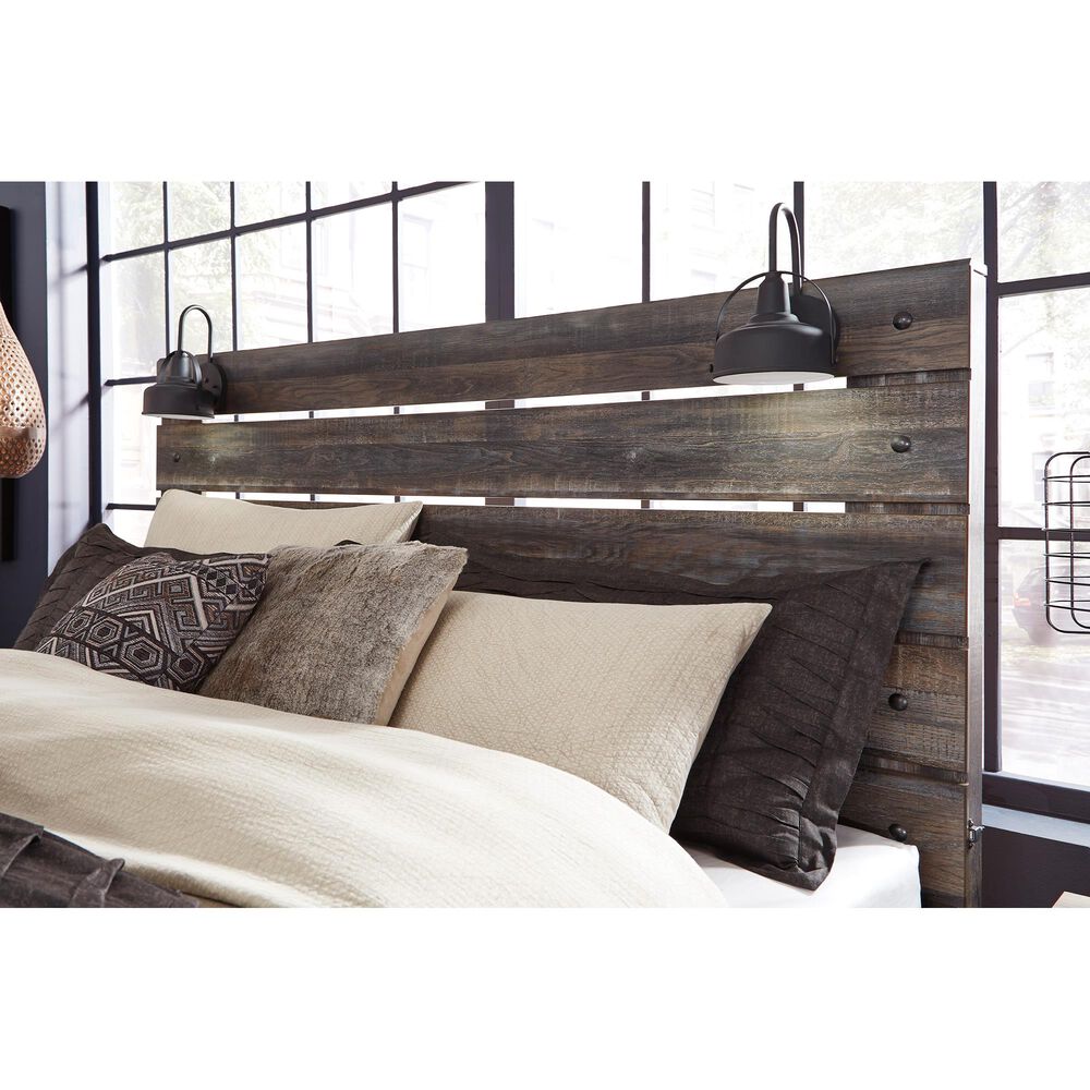 Signature Design by Ashley Drystan King Panel Headboard in Rustic Brown, , large
