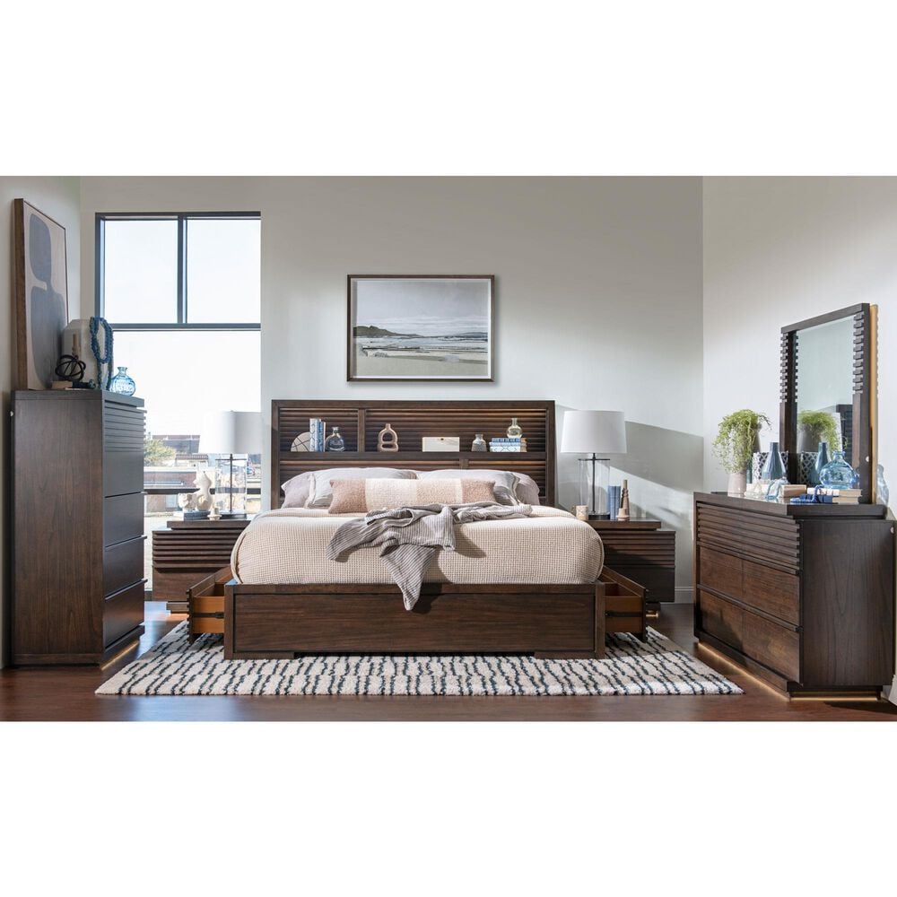 Legacy Classic Architect 3-Piece King Bookcase Bedroom Set in Onyx with LED Lighting, , large