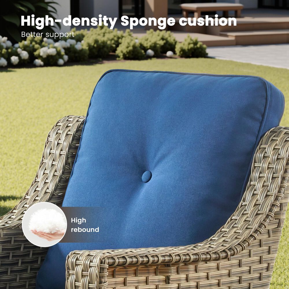HOMLUX Outdoor Arm Chair in Navy Blue (Set of 2), , large