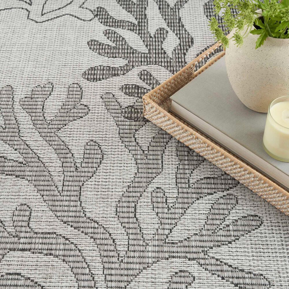 Nourison Garden Oasis Nautical Grey 6&#39; x 9&#39; Indoor/Outdoor Area Rug, , large