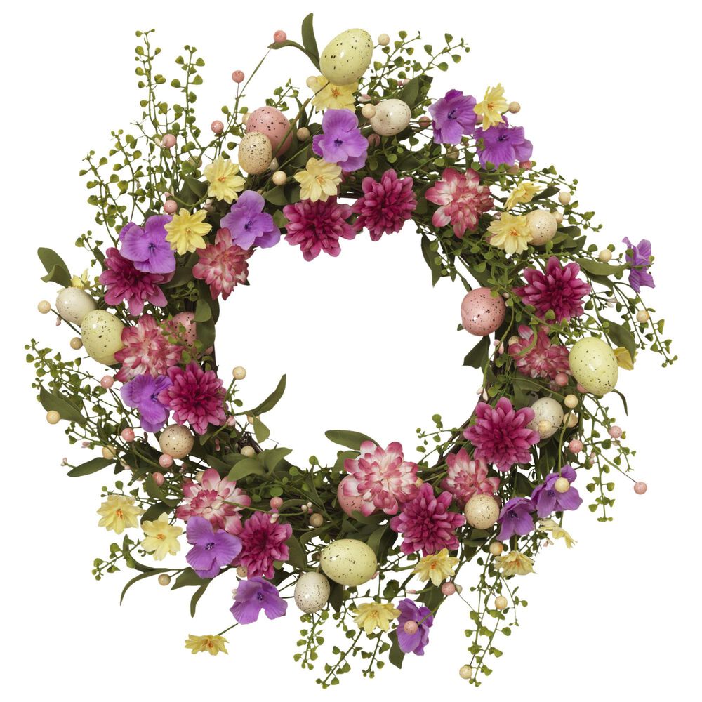 The Gerson Company 24" Easter Egg Wreath in Multicolor, , large