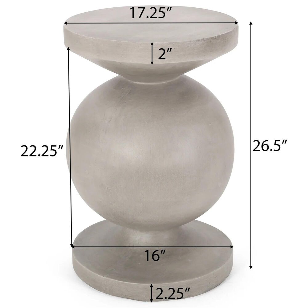 Hearth and Haven Outdoor Sculptural Round End Table with Pedestal Base in Natural, , large
