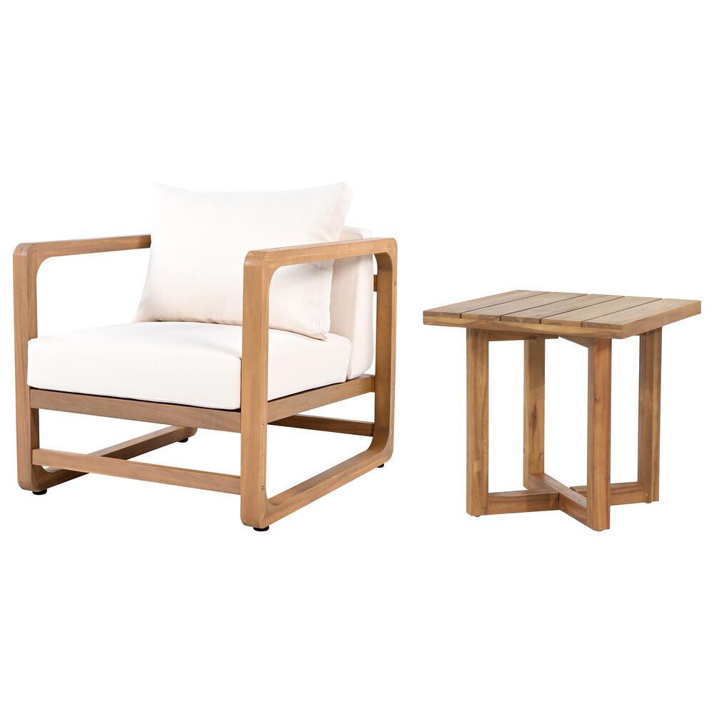 Hearth and Haven 2-Piece Patio Chat Set with Cross-Stretcher Base in Beige, , large