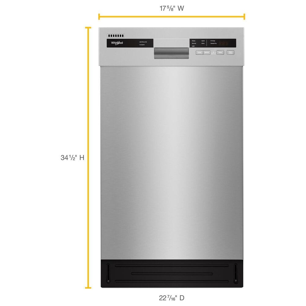 Whirlpool 18" Built-In Small-Space Compact Dishwasher in Stainless Steel and Black, , large