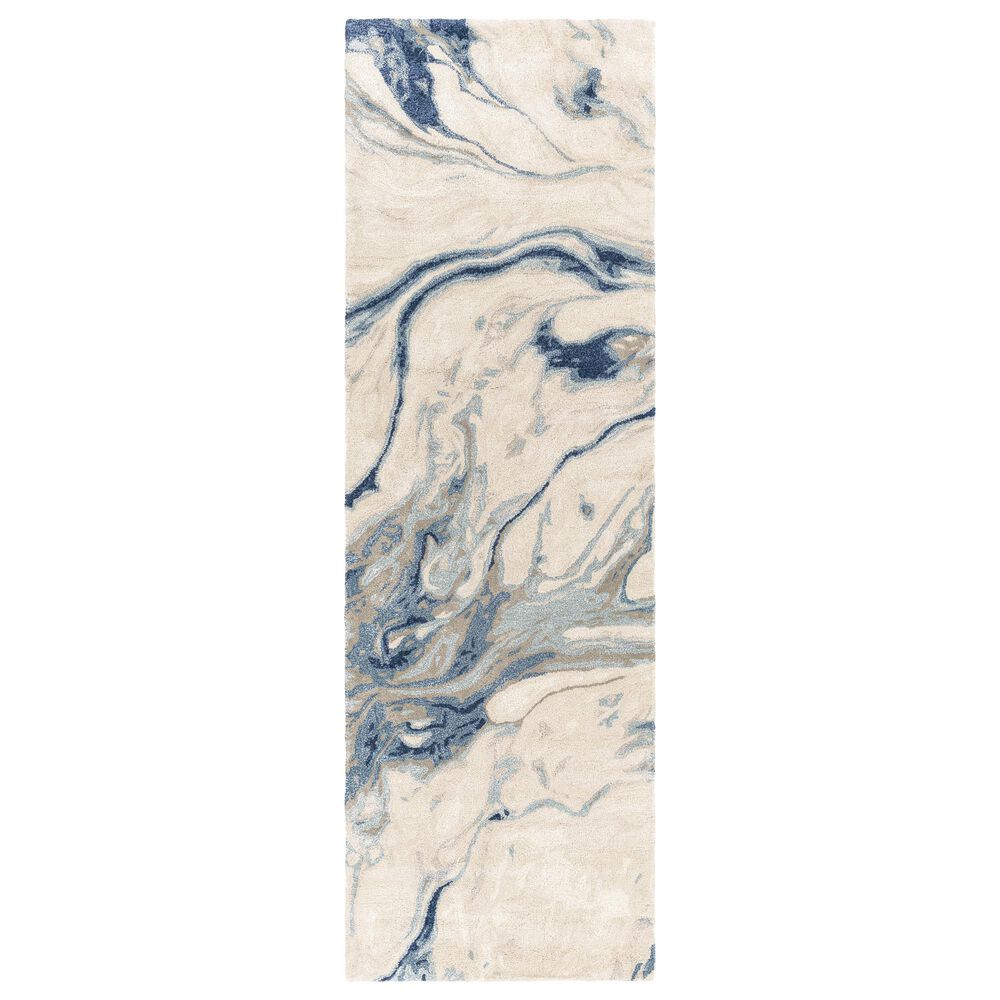 Surya Kavita 2"6" x 8" Navy, Denim, Gray and Light Beige Runner, , large