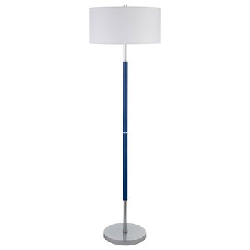 Hudson and Canal Simone Floor Lamp in Blue and Polished Nickel, , large
