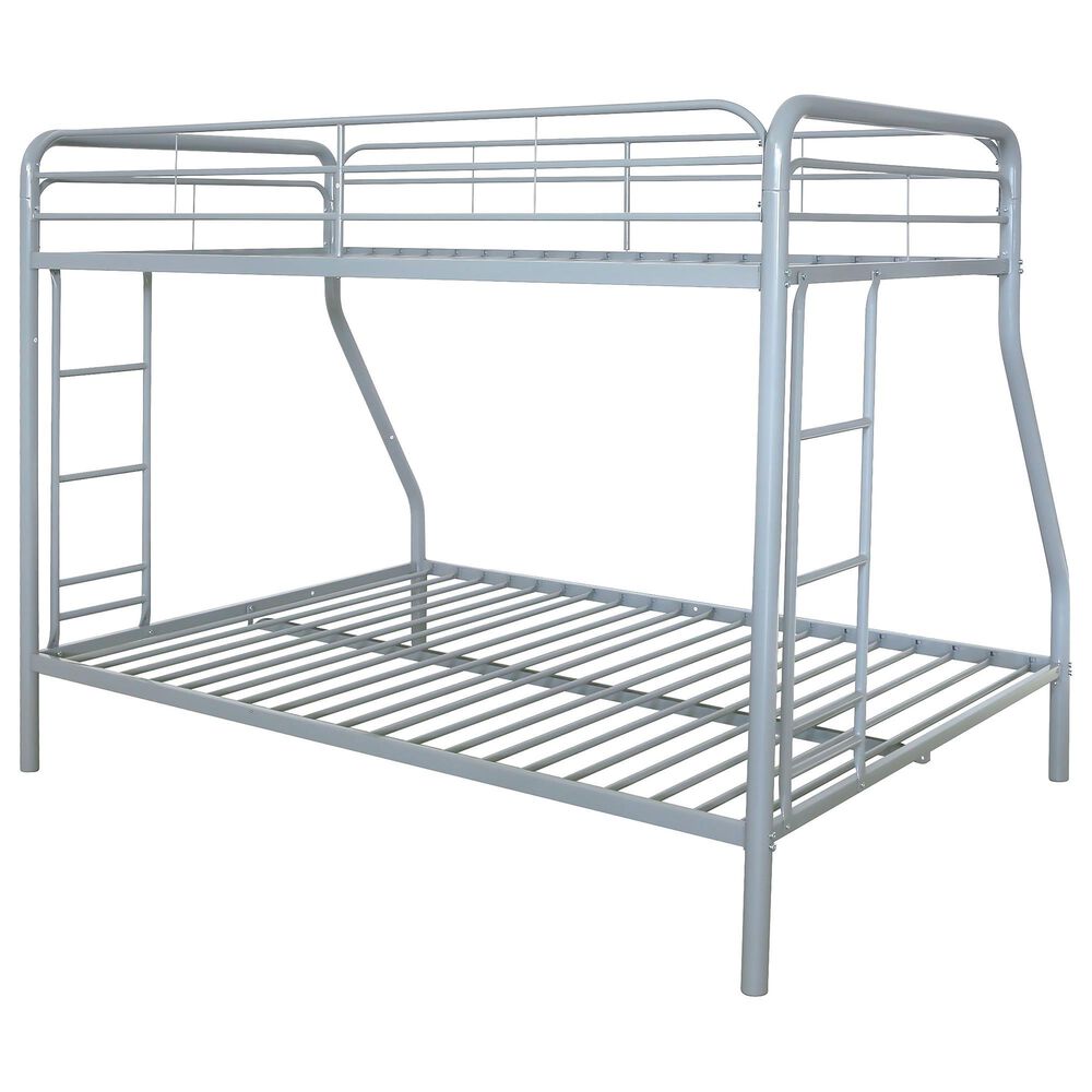 Pacific Landing Carson Twin Over Full Bunk Bed in Glossy Silver, , large