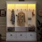 HOMLUX 9-Hook Hall Tree with 3-Cabinet in White and Natural, , large