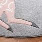 Safavieh Carousel Animals 3" Round Grey and Pink Kids Area Rug, , large
