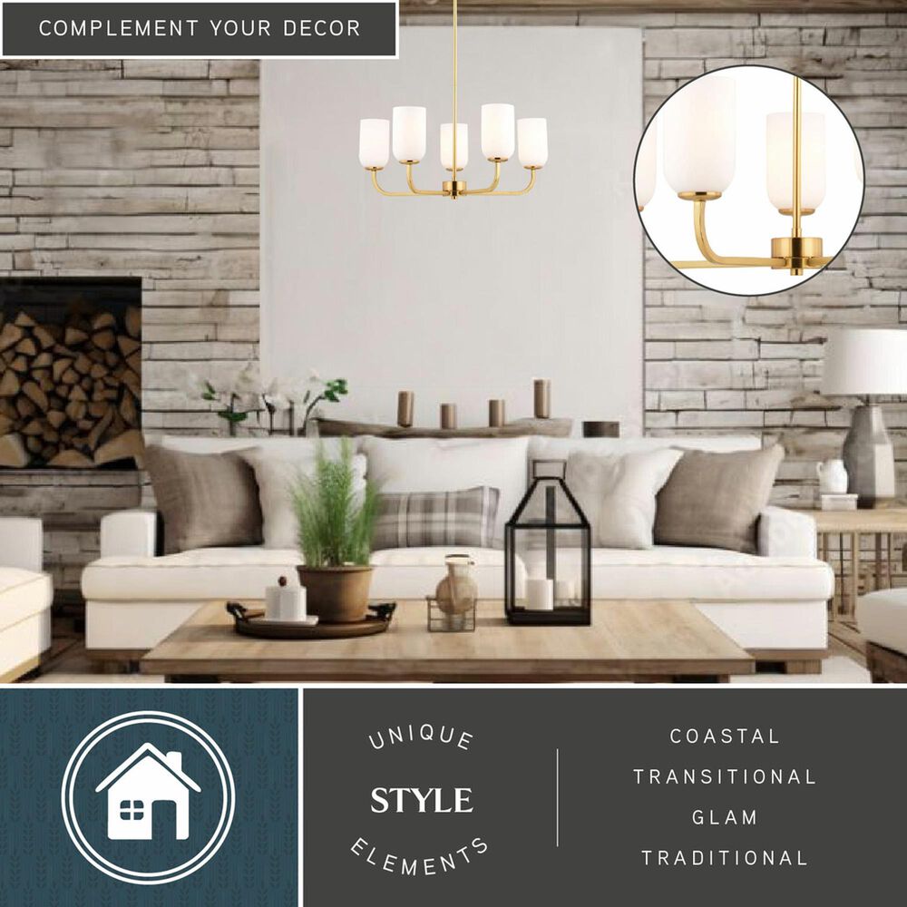 Vaxcel International Co. Ltd. Shelby 5-Light Chandelier in Natural Brass, , large