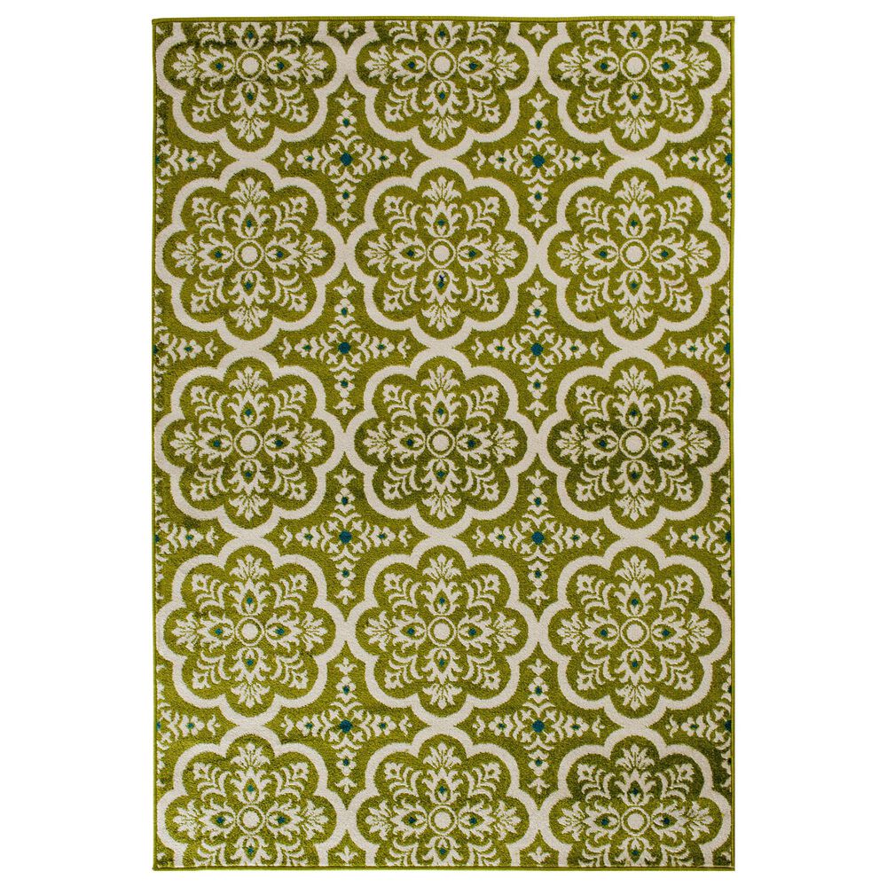 Central Oriental Terrace Tropic Contoy 7"10" x 9"10" Leaf and Snow Area Rug, , large
