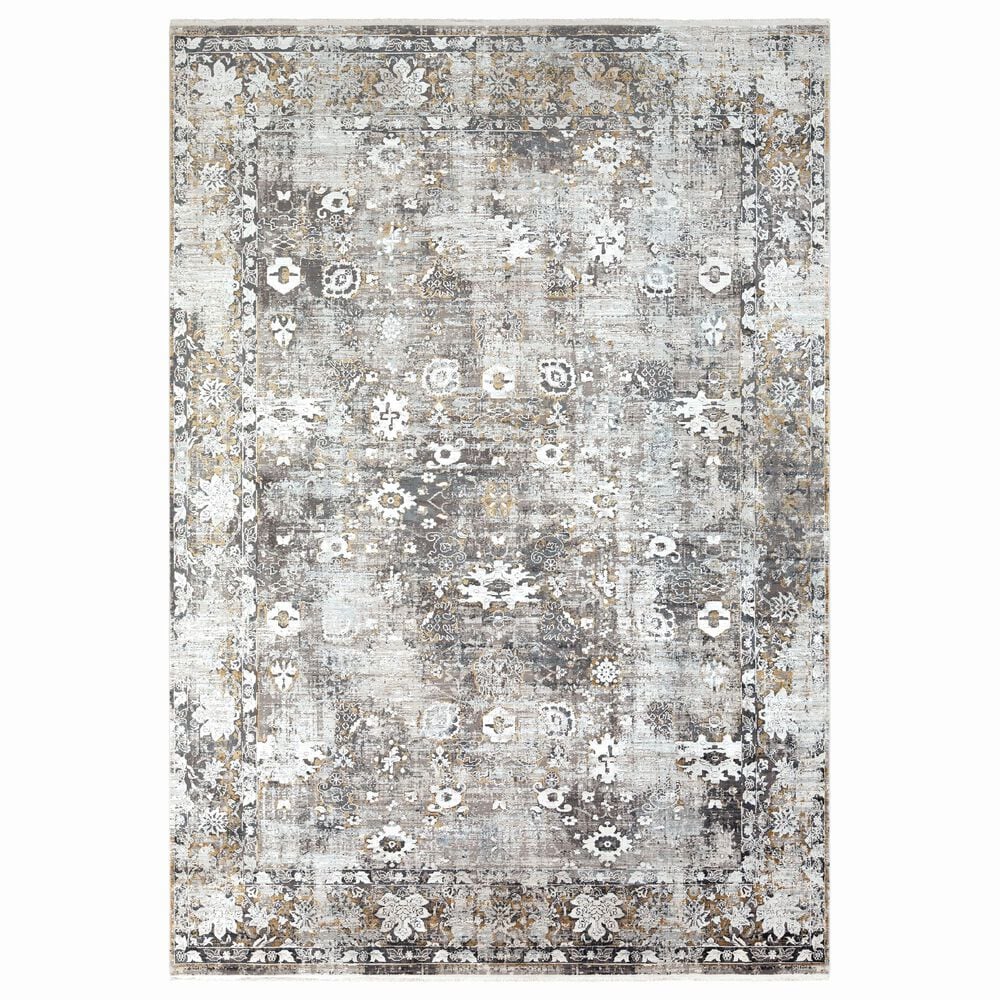 Surya Solar 10" x 14" Black, Gray, Charcoal, Saffron and White Area Rug, , large