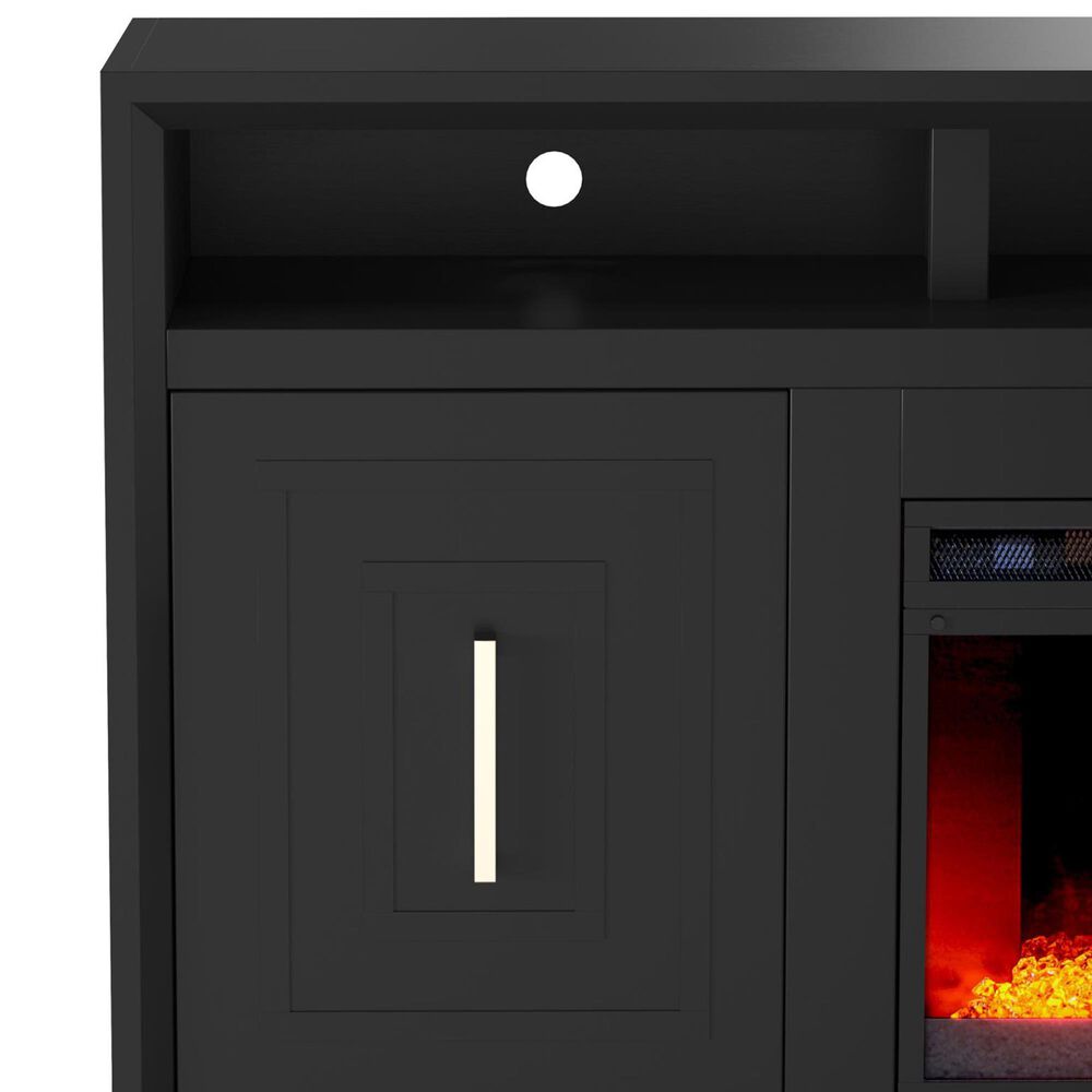 Legends Home Sunset 83" Fireplace Console with Fireplace Insert in Seal Skin Black, , large