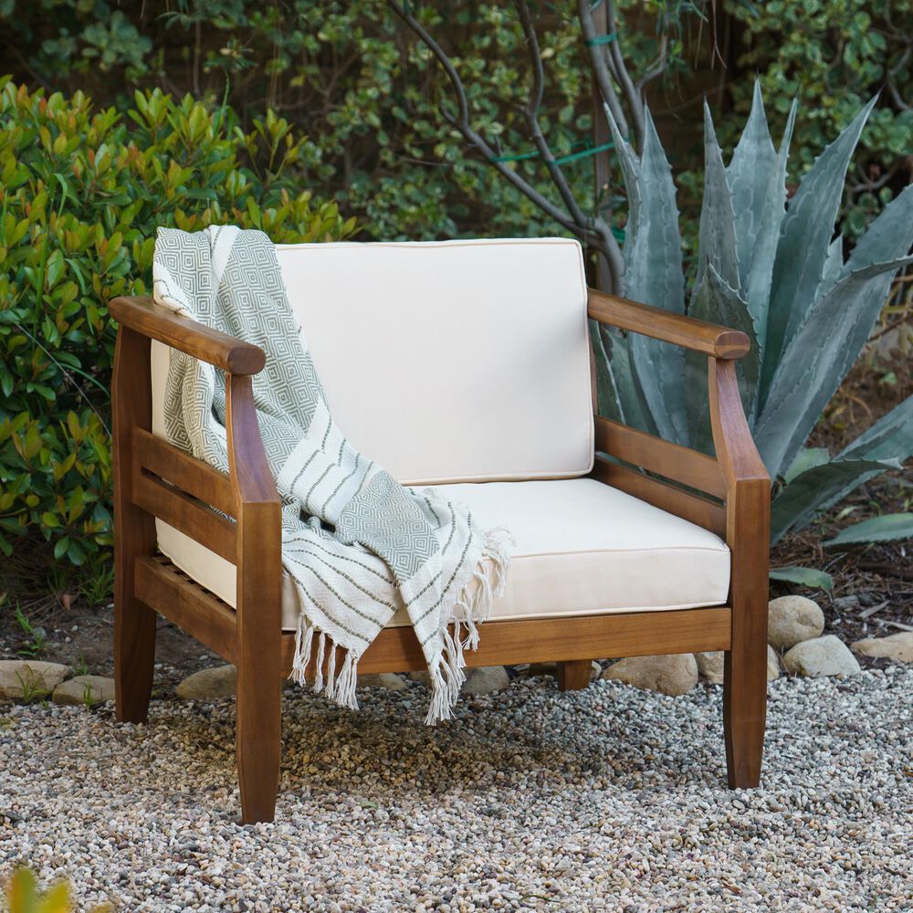 Linon Home Decor Arlen Patio Arm Chair in Beige, , large