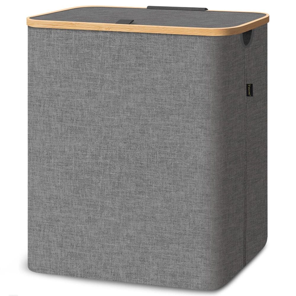 HOMLUX 36 Gallon Laundry Hamper with Lid in Grey, , large