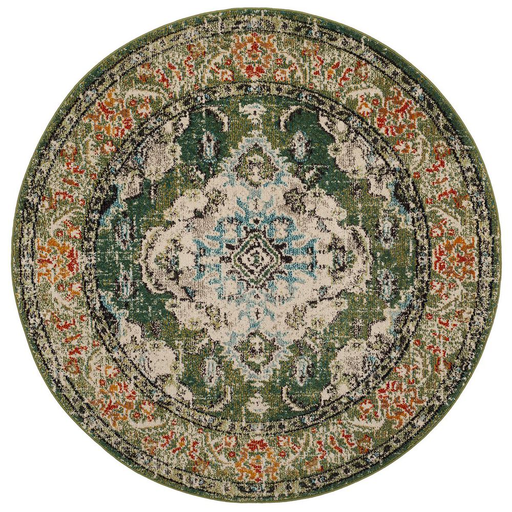Safavieh Monaco MNC243F-5R 5&#39; x 5&#39;  Forest Green/Light Blue Round Rug, , large