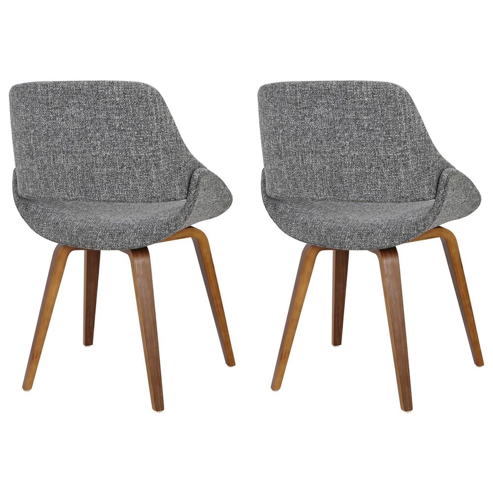 Lumisource Fabrico Side Chair with Grey Noise Upholstered in Walnut &#40;Set of 2&#41;, , large