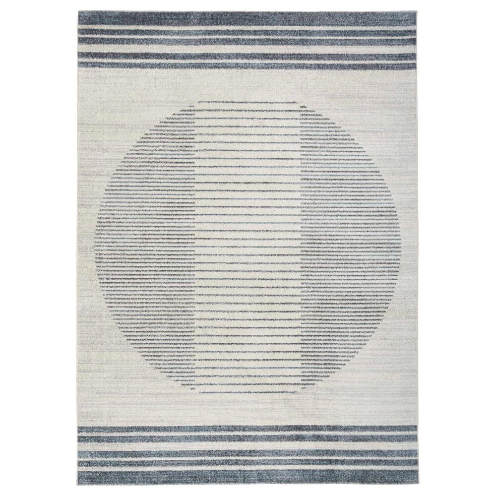 Nourison Astra Machine Washable ASW05 2"2" x 4" Ivory and Blue Area Rug, , large
