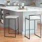 LumiSource Fuji 26" Stacker Counter Stool with Light Grey Cowboy Upholstery in Black (Set of 2), , large