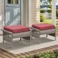 Hearth and Haven Patio Wicker Ottoman with Widened Armrest in Red (Set of 2), , large