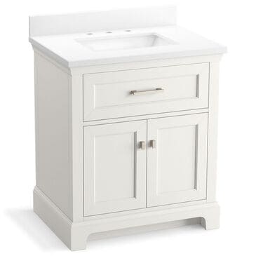 Kohler Charlemont 30" Single Bathroom Vanity in White with 3 cm White Quartz Top and Rectangular Sink, , large