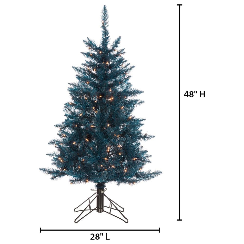 The Gerson Company 4&#39; Pre-Lit Tuscany Tinsel Christmas Tree in Dark Blue, , large