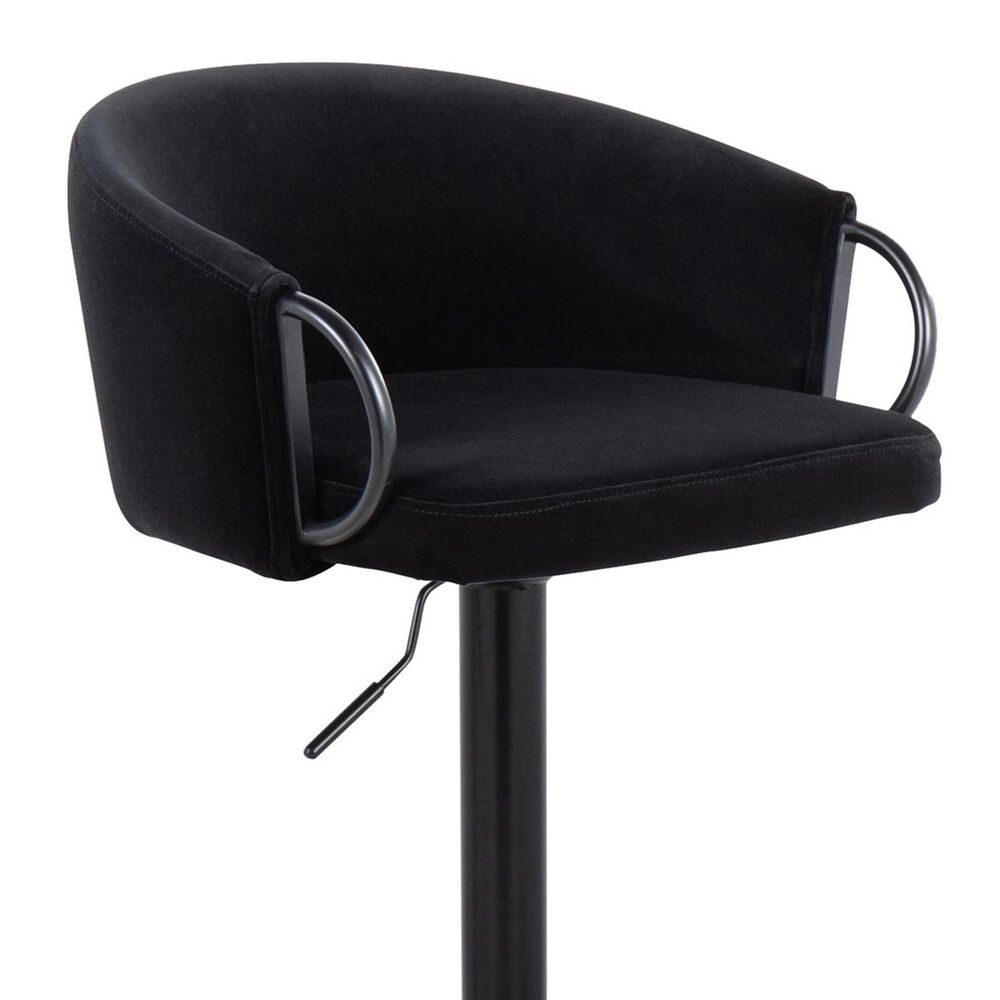 LumiSource Claire Swivel Adjustable Barstool with Black Velvet Upholstery in Black (Set of 2), , large