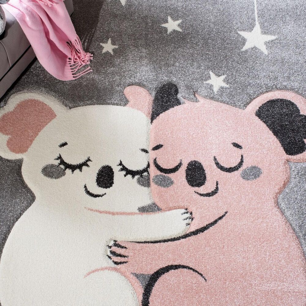 Safavieh Carousel Animals 5&#39;3&quot; Square Grey and Ivory Kids  Area Rug, , large