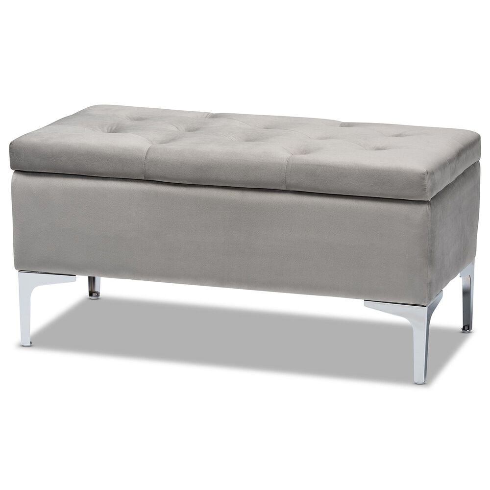 Baxton Studio Mabel Storage Ottoman in Grey, , large